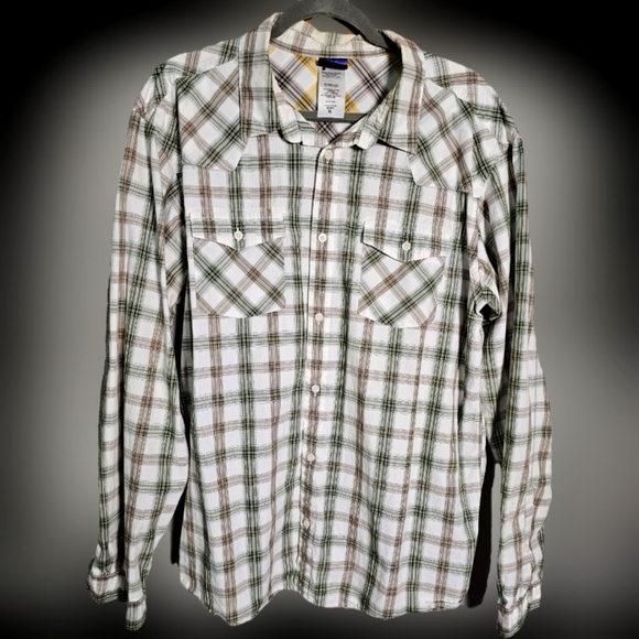 Mens Patagonia Plaid 100% Organic Cotton Button Up Shirt 2 Breast Pockets XL - Picture 1 of 12